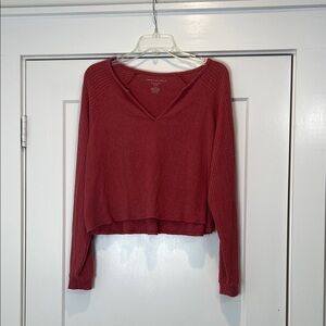 American Eagle Outfitters Red soft and sexy plush waffle Top. Size large.